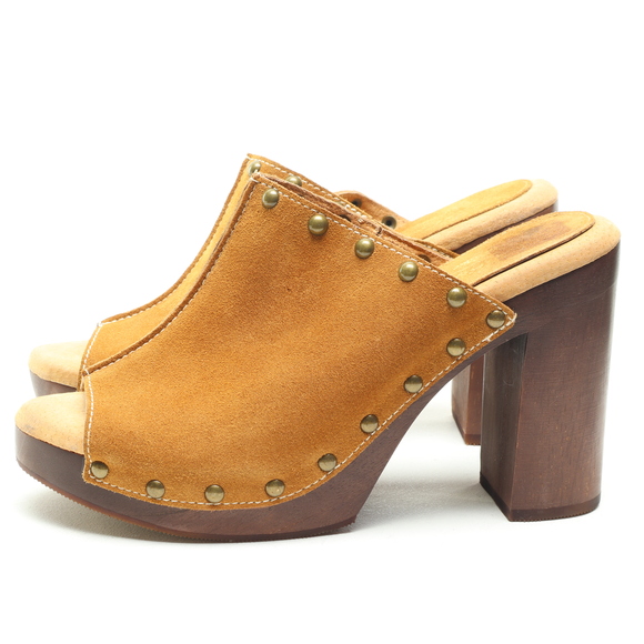 sbicca Crowley Leather/Wood Mules & Clogs Women 10 Brown/Tan - Picture 7 of 17